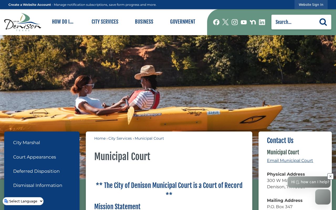 Denison resident lookup reference showing Denison Municipal Court information